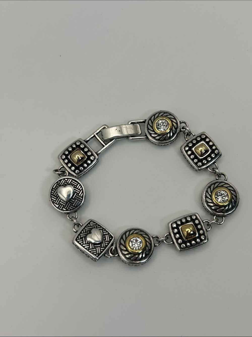 Brighton Heiress Bracelet Two-tone Silver Gold Plated 8" Adjustable - Picture 3 of 12